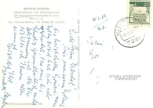 AK / Ansichtskarte Mitteltal_Schwarzwald Kurhotel Mitteltal Mitteltal Schwarzwald