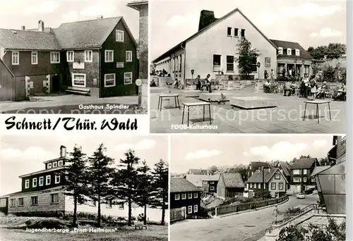 AK / Ansichtskarte Schnett_Masserberg_Thueringer_Wald Gasthaus Spindler FDGB Kulturhaus Jugendherberge Ernst Heilmann Strassenpartie 