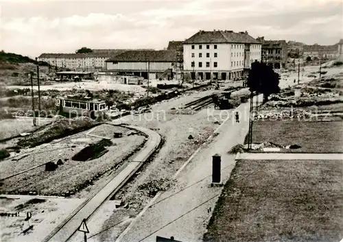 AK / Ansichtskarte Nordhausen__Harz Strassenbahn Toepferstrasse Kornmark Gleisprovisorium Weberstrasse 
