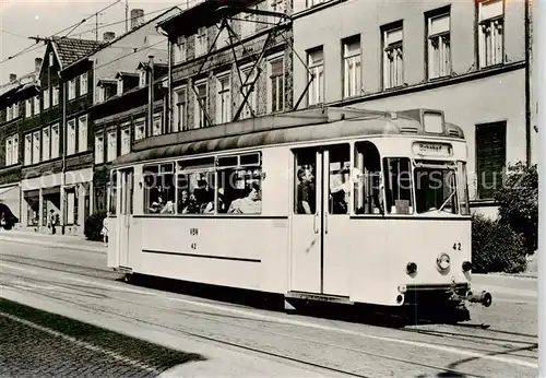 AK / Ansichtskarte Nordhausen__Harz Strassenbahn Haltestelle August Bebel Platz  