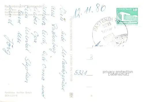 AK / Ansichtskarte Rastenberg Parkanlage Bungalowsiedlung Volksschwimmbad Friedrich Ludwig Jahn Rastenberg