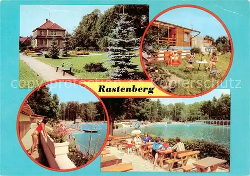 AK / Ansichtskarte Rastenberg Parkanlage Bungalowsiedlung Volksschwimmbad Friedrich Ludwig Jahn Rastenberg