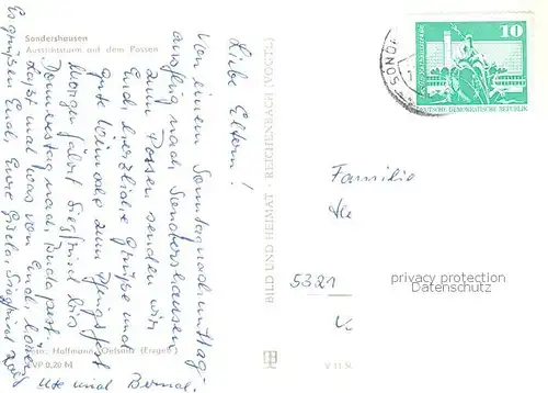 AK / Ansichtskarte Sondershausen_Thueringen Aussichtsturm auf dem Poessen Sondershausen Thueringen