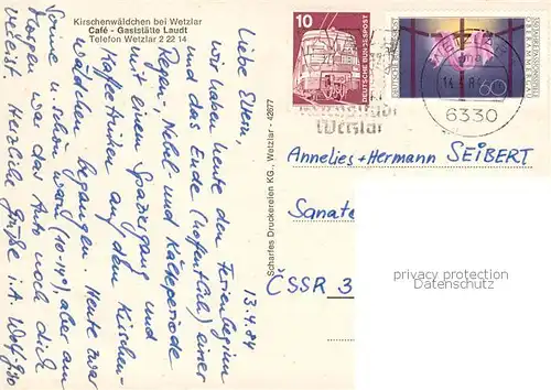 AK / Ansichtskarte Wetzlar_Lahn Cafe Gaststaette Laudt Kirschenwaeldchen 