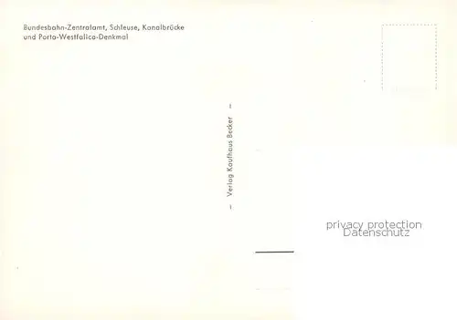 AK / Ansichtskarte Minden__Westfalen_Weser Bundesbahn Zentralamt Schleuse Kanalbruecke und Porta Westfalica Denkmal 