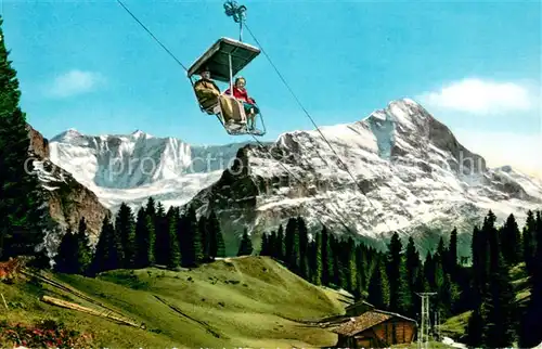 AK / Ansichtskarte Sessellift_Chairlift_Telesiege Grindelwald Firstbahn Eiger Fiescherwand 