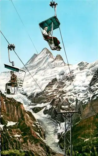 AK / Ansichtskarte Sessellift_Chairlift_Telesiege Grindelwald First Bahn Schreckhoerner Oberer Gletscher 