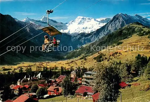 AK / Ansichtskarte Sessellift_Chairlift_Telesiege Sesselbahn Adelboden Schwandfeldspitz Steghorn Filzer Wildstubel 