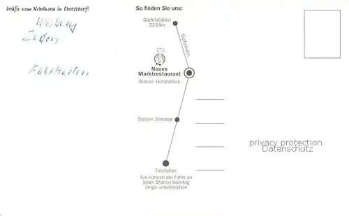 AK / Ansichtskarte Seilbahn_Cable Car_Telepherique Nebelhorn Obersdorf Marktrestaurant 