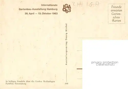 AK / Ansichtskarte Gartenbauaustellung Hamburg 1963 IGA Gondelbahn ueber grossen Wallanlage 
