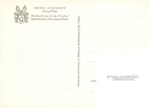 AK / Ansichtskarte Rothenburg__Tauber Hotel Eisenhut 