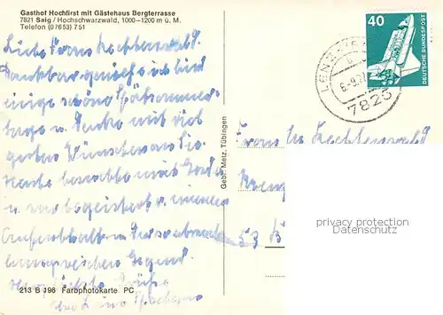 AK / Ansichtskarte Saig_Schwarzwald Gasthof Hochfirst mit Gaestehaus Bergterrasse Saig Schwarzwald