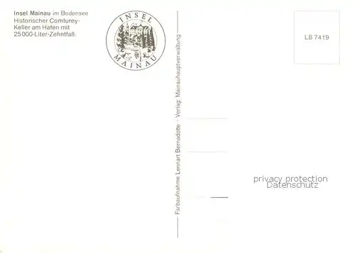 AK / Ansichtskarte Insel_Mainau Historischer Comturey Keller am Hafen mit 25000 Liter Zehntfass Insel Mainau