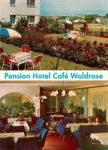 AK / Ansichtskarte Bad_Oeynhausen Pension Hotel Cafe Waldrose Gastraum Garten Bad_Oeynhausen