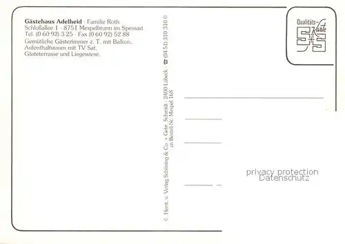 AK / Ansichtskarte Mespelbrunn Gaestehaus Adelheid Garten Maibaum Wasserschloss Mespelbrunn