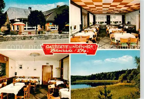 AK / Ansichtskarte Lehmrade Gaststaette Lindenhof Gastraum Landschaftspanorama Lehmrade