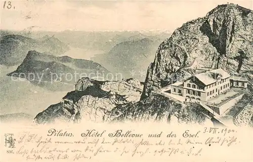 AK / Ansichtskarte  Pilatus_NW Pilatus Hotel Belleoue und der Esel  