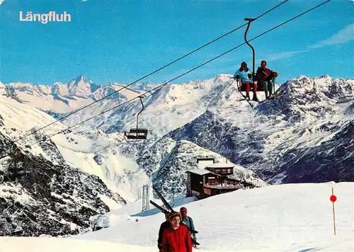 AK / Ansichtskarte  Sessellift_Chairlift_Telesiege Saas Fee Laengfluh 