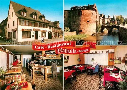 AK / Ansichtskarte  Buedingen_Hessen Cafe Restaurant Walhalla Gaststube Bar Teilansicht Buedingen Hessen