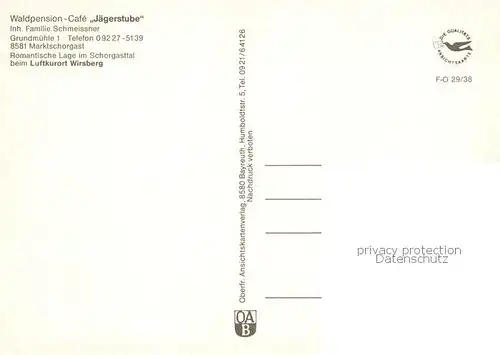 AK / Ansichtskarte  Marktschorgast Waldpension Cafe Jaegerstube Schweissner Gastraeume Zimmer Marktschorgast