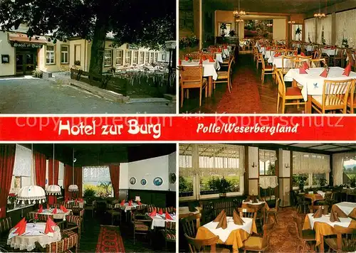 AK / Ansichtskarte  Polle_Oberweser Hotel zur Burg Gastraeume Polle_Oberweser