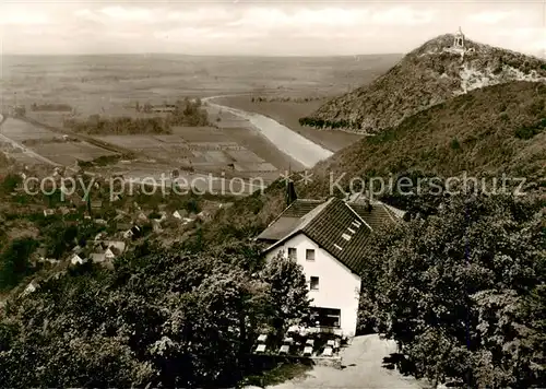 AK / Ansichtskarte  Hausberge_Porta_Westfalica Hotel Restaurant Bismarckburg Kaiser Wilhelm Denkmal 