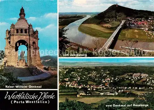 AK / Ansichtskarte 73846067 Hausberge_Porta_Westfalica Kaiser Wilhelm Denkmal Blick vom Jakobsberg Blick vom Denkmal auf Hausberge 