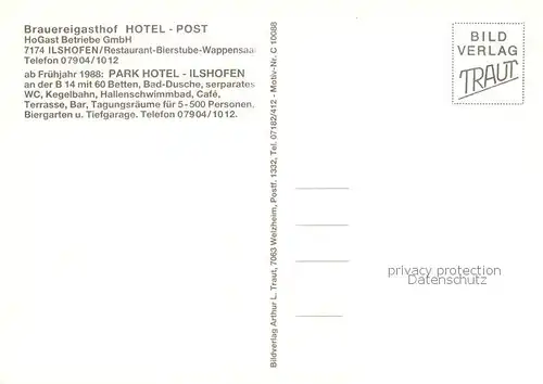 AK / Ansichtskarte 73846087 Ilshofen Brauereigasthof Hotel Post Ilshofen