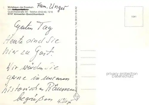 AK / Ansichtskarte  Queichhambach Wirtshaus Im Fronhof Gastraeume Gewoelbekeller Queichhambach