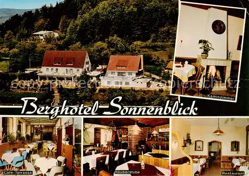 AK / Ansichtskarte  Vormwald_Sommerkahl Berghotel Sonnenblick Cafe Terrasse Hauberstube Restaurant Kaminzimmer Vormwald Sommerkahl