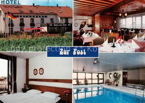 AK / Ansichtskarte 73846159 Hessdorf_Mittelfranken Hotel Zur Post Gastraum Zimmer Hallenbad Hessdorf Mittelfranken