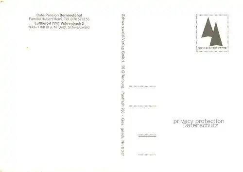 AK / Ansichtskarte  Voehrenbach Cafe Pension Bernreutehof Voehrenbach