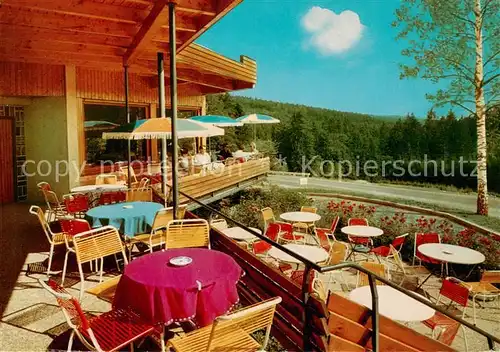 AK / Ansichtskarte  Ebnisee_Welzheim Gasthof Pension Zum Hirsch Terrasse 