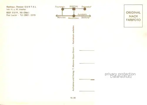 AK / Ansichtskarte  Sur_Oberbayern Rathaus Pension Surtal Sur_Oberbayern