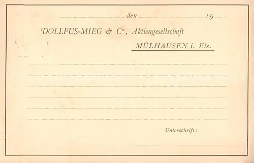 AK / Ansichtskarte  Muelhausen_Elsass Dollfus Mieg et Cie Aktiengesellschaft Infopostkarte Muelhausen Elsass
