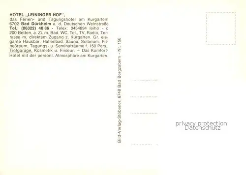 AK / Ansichtskarte Bad_Duerkheim Hotel Leininger Hof Park Terrasse Bad_Duerkheim