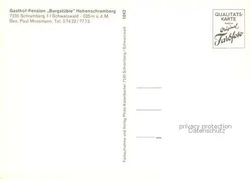 AK / Ansichtskarte Schramberg Ruine Gasthof Pension Burgstueble Gastraeume Panorama Schramberg