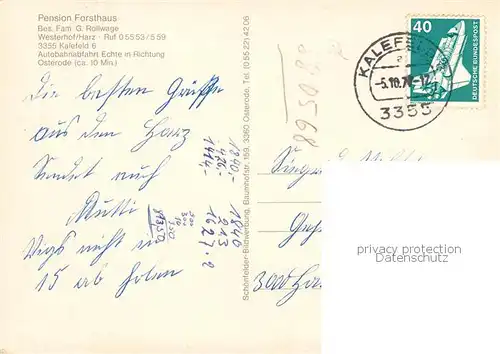 AK / Ansichtskarte Westerhof_Westharz Pension Forsthaus Gastraeume Park Westerhof_Westharz