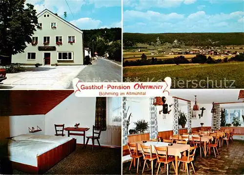 AK / Ansichtskarte Boehming Gasthof Pension Obermeier Zimmer Gaststube Panorama Boehming
