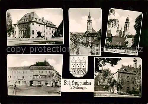 AK / Ansichtskarte Bad_Langensalza Schwefelbad Ortpartie Kirch HO Hotel Schwan Barfuesserplatz Bad_Langensalza