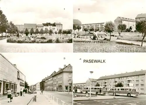 AK / Ansichtskarte Pasewalk_Mecklenburg_Vorpommern Markt Teilansicht Leninstrasse Busbahnhof Pasewalk_Mecklenburg