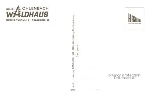 AK / Ansichtskarte Ohlenbach_Schmallenberg Hotel Waldhaus Speisesaal 