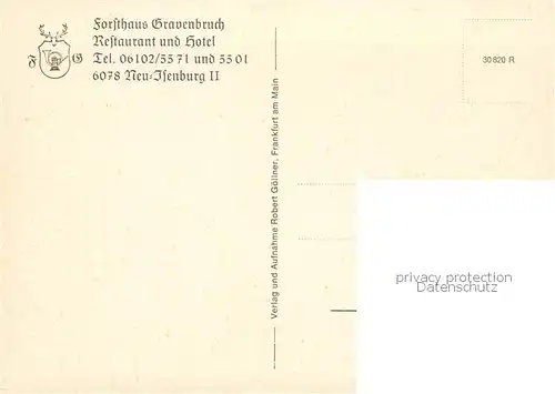 AK / Ansichtskarte Neu Isenburg Forsthaus Gravenbruch Restaurant Hotel Gartenterrasse Neu Isenburg