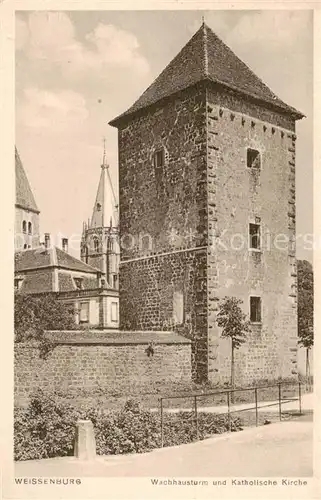 AK / Ansichtskarte  Weissenburg_Wissembourg_67_Alsace Wachhausturm und Kath Kirche 
