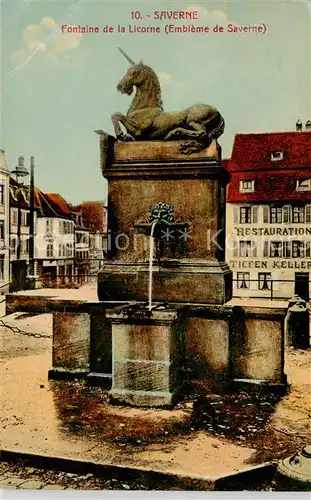 AK / Ansichtskarte  Saverne_Zabern_67_Bas_Rhin_Alsace Fontaine de la Licorne Embleme de Saverne 