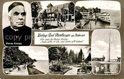 AK / Ansichtskarte ueberlingen_Bodensee Pfarrer Kneipp Kurhaus Landesteg Uferpromenade Stadtgarten Segelboot ueberlingen Bodensee