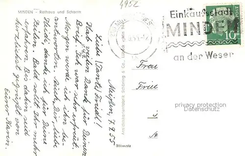 AK / Ansichtskarte Minden__Westfalen_Weser Rathaus und Scharrn 