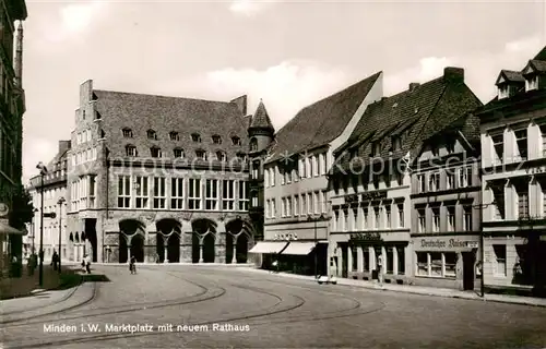 AK / Ansichtskarte Minden__Westfalen_Weser Marktplatz mit neuem Rathaus 