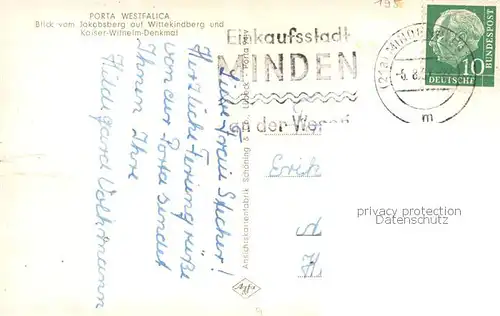 AK / Ansichtskarte Porta_Westfalica Blick vom Jakobsberg auf Wittekindberg un Kaiser Wilhelm Denkmal Porta_Westfalica