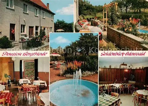 AK / Ansichtskarte 73846585 Seidenbuch Pension Bergfriede Gastraeume Terrasse Brunnen Seidenbuch